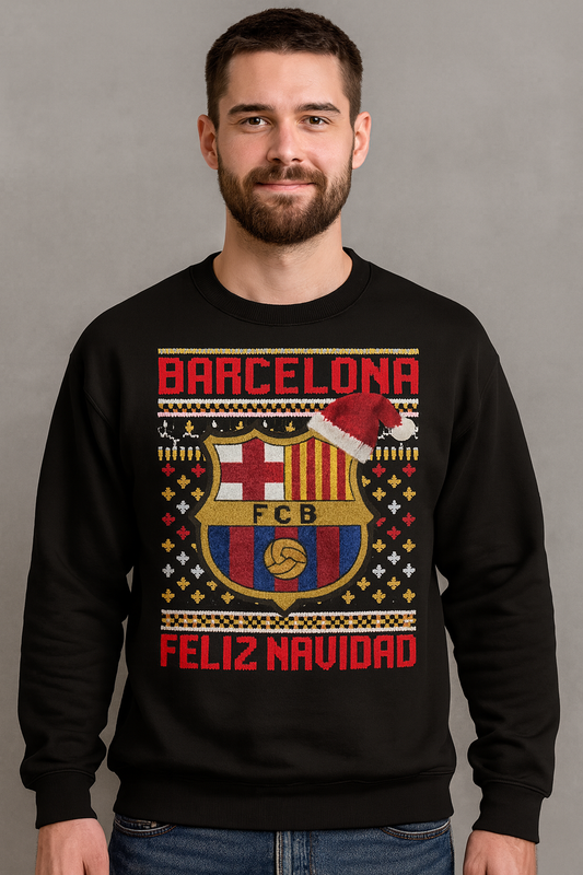 Suéter navideño Ugly Sweater FC Barcelona Estilo Crochet Edición Especial