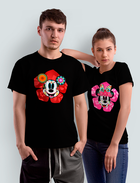 Playeras de pareja "Mickey y Minnie Día de Muertos"