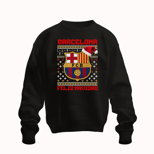 Suéter navideño Ugly Sweater FC Barcelona Estilo Crochet Edición Especial