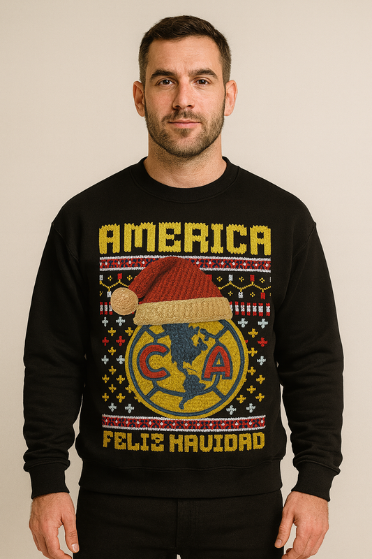 Suéter navideño Ugly Sweater Club America Estilo Crochet Edición Especial