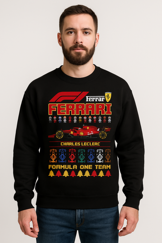Suéter Navideño Ugly Sweater de Charles Leclerc x Escudería Ferrari | Edición Especial