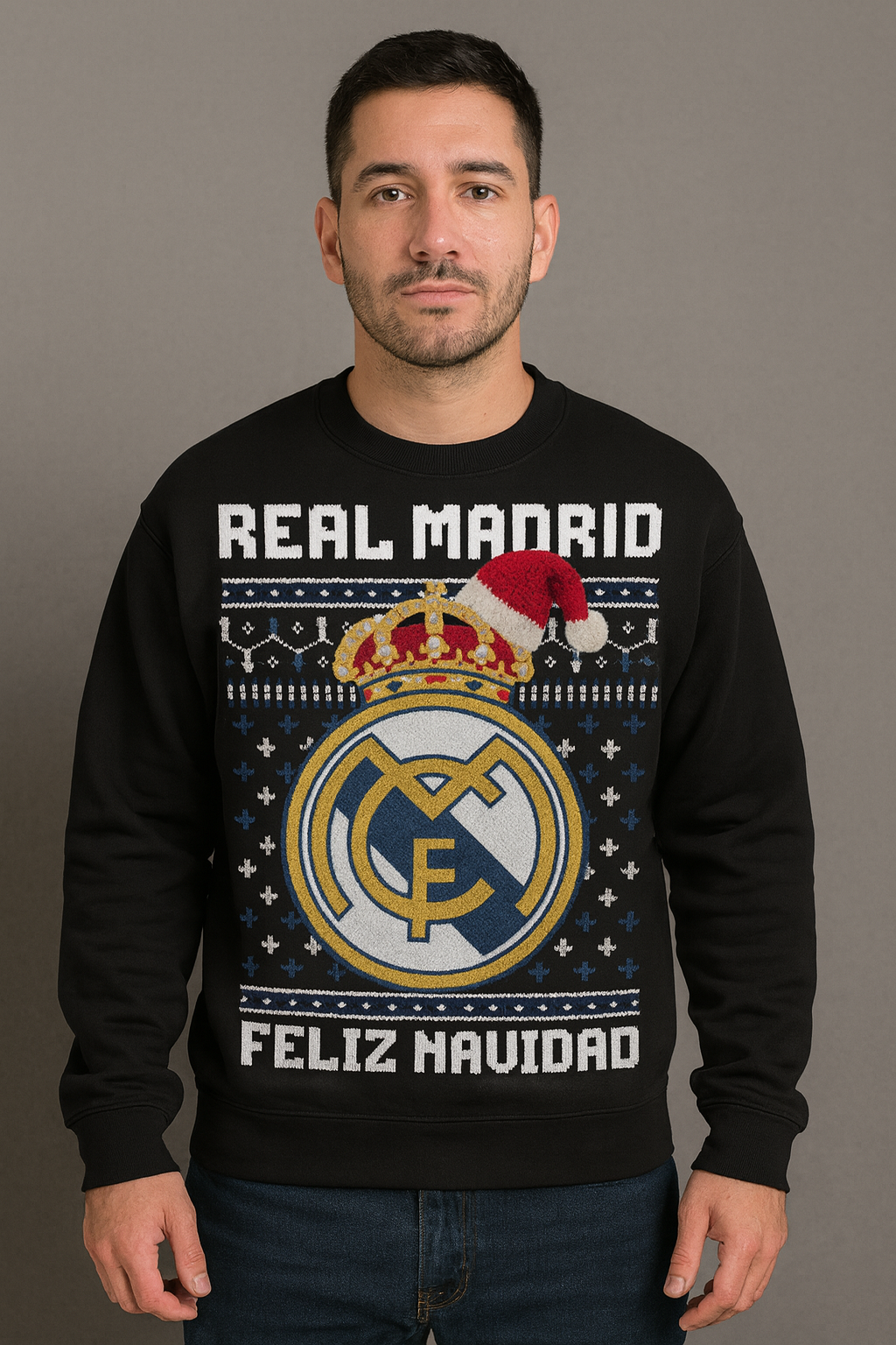 Suéter navideño Ugly Sweater Real Madrid Estilo Crochet Edición Especial