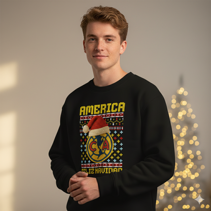 Suéter navideño Ugly Sweater Club America Estilo Crochet Edición Especial