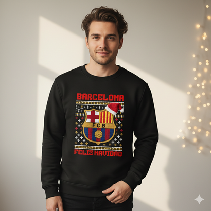 Suéter navideño Ugly Sweater FC Barcelona Estilo Crochet Edición Especial