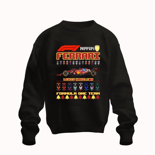 Suéter Navideño Ugly Sweater de Lewis Hamilton x Escudería Ferrari | Edición Especial