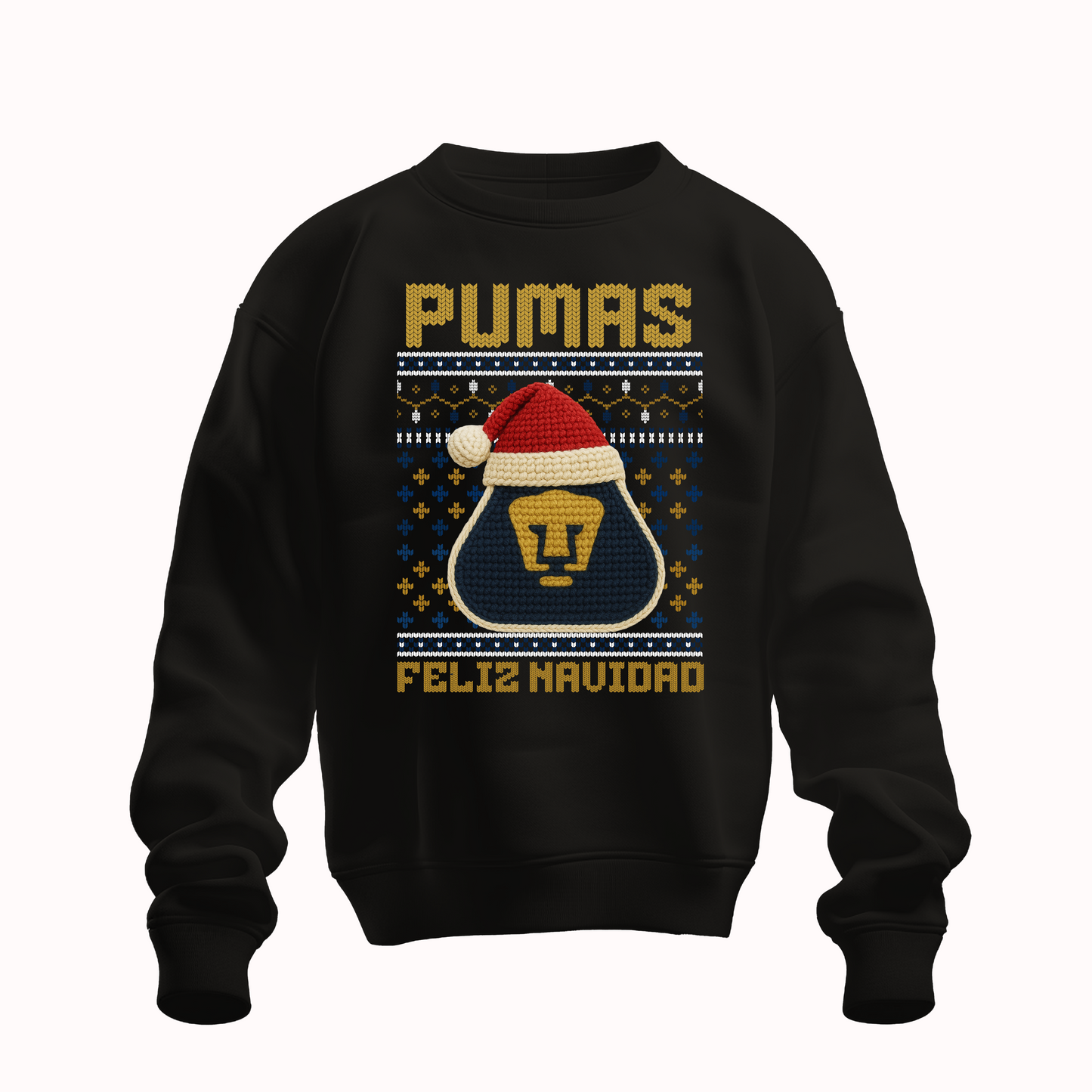 Suéter navideño Ugly Sweater Pumas Estilo Crochet Edición Especial