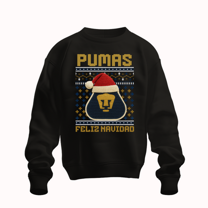 Suéter navideño Ugly Sweater Pumas Estilo Crochet Edición Especial
