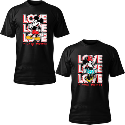 Playeras de pareja "Mickey y Minnie Love rosa"
